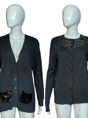 Lot Of 2 LOFT Sequin Cardigan Sweaters